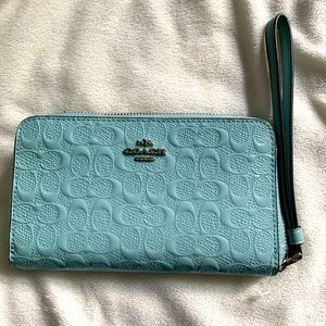 Coach embossed wristlet